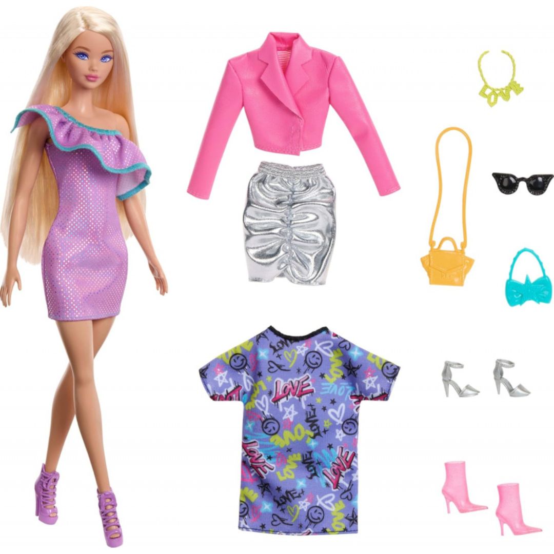 Barbie Fashionista Doll with 3 Nighttime Fashions By Mattel