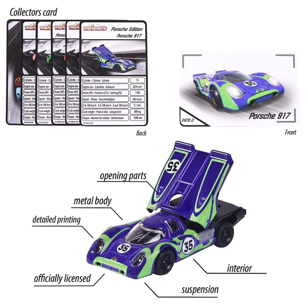 Porsche Premium 6 Diecast Cars Assortment By Majorette By Majorette -Majorette - India - www.superherotoystore.com