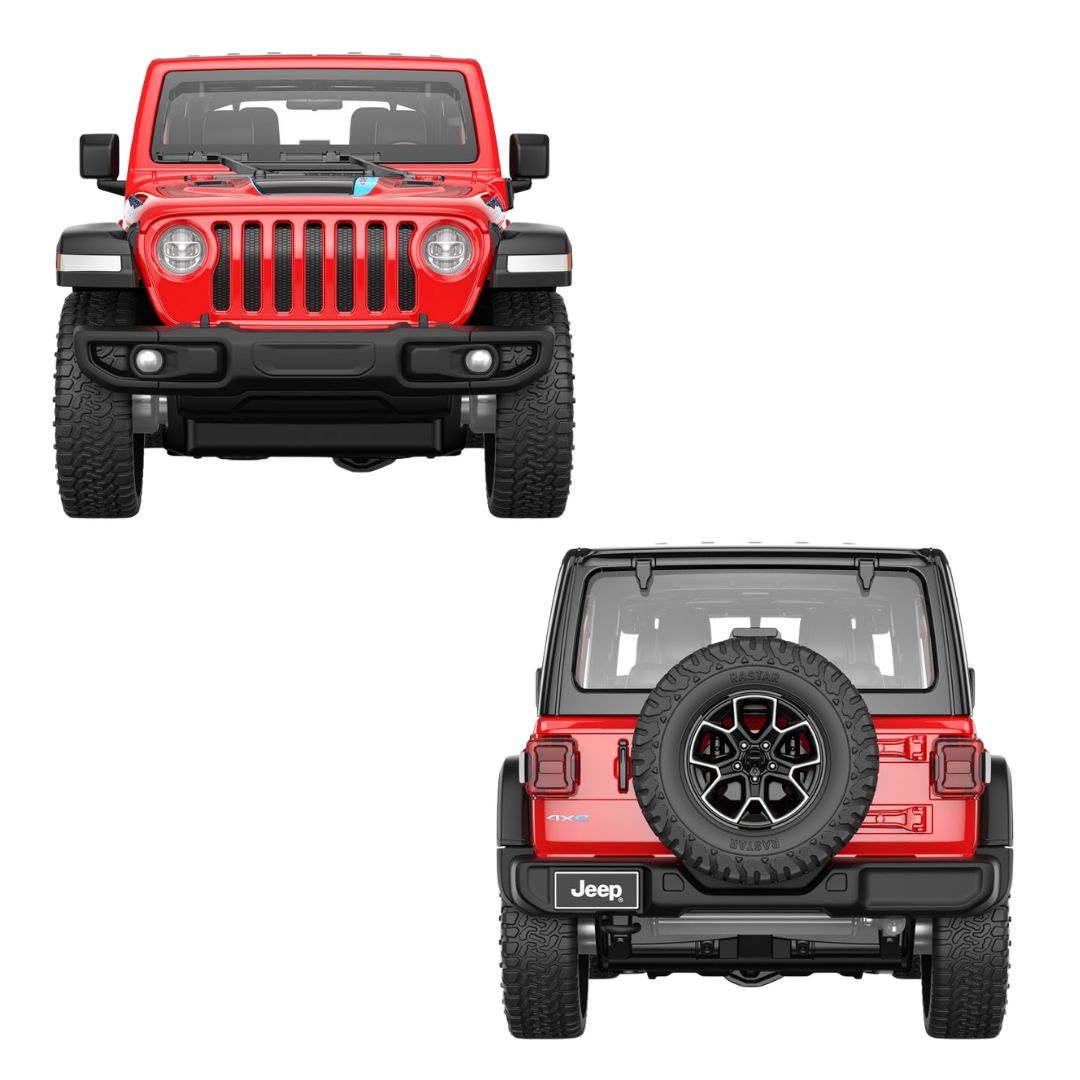 Red Jeep Wrangler Rubicon 4Xe 1:24 Scale Die-Cast Car By Rastar -Rastar - India - www.superherotoystore.com