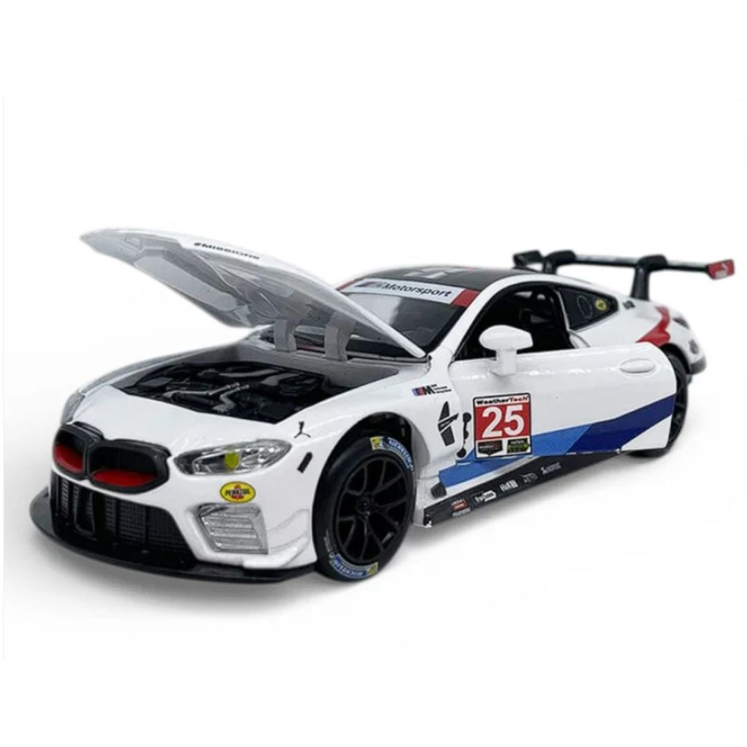 White BMW M8 GTE 2018 1:32 Scale Die-Cast Car By RMZ -RMZ - India - www.superherotoystore.com