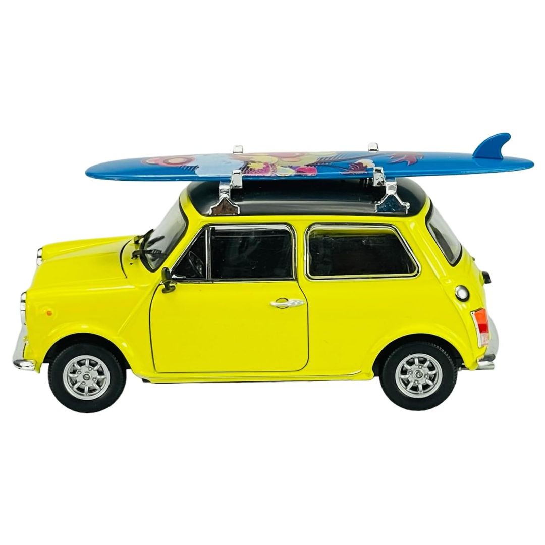 Yellow Mini Cooper 1300 (With Surfboard) 1:24 Scale Die-Cast Car By Welly -Welly - India - www.superherotoystore.com