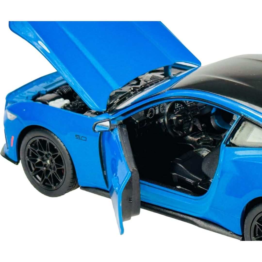 Blue 2024 Ford Mustang Gt 1:24 Scale Die-Cast Car By Welly -Welly - India - www.superherotoystore.com