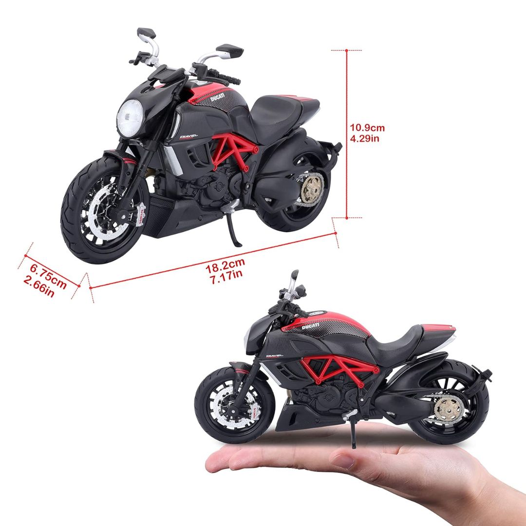 Black Ducati Diavel Carbon  1:12 Scale Bike by Maisto -Maisto - India - www.superherotoystore.com