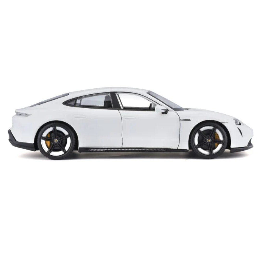 White Porsche Taycan Turbo S 1:24 Scale Die-Cast Car by Bburago -Bburago - India - www.superherotoystore.com