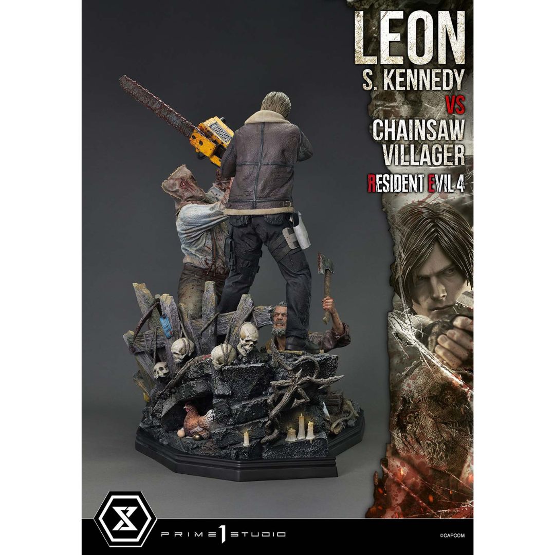 Resident Evil 4 Leon S. Kennedy Versus Chainsaw Villager Statue By Prime1 Studios -Prime 1 Studio - India - www.superherotoystore.com