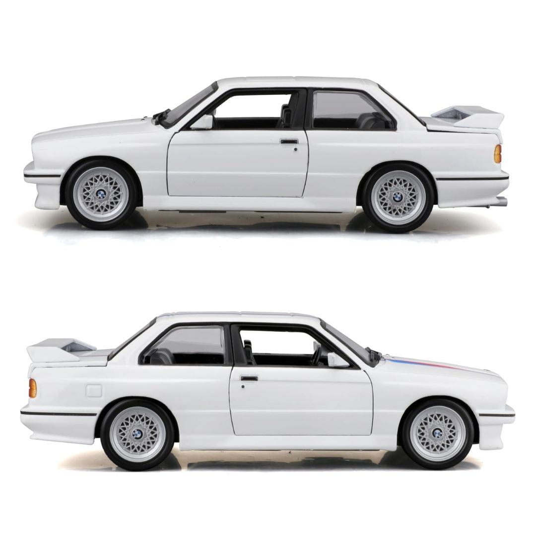 White BMW M3 (E30) 1:24 Scale Die-Cast Car by Bburago