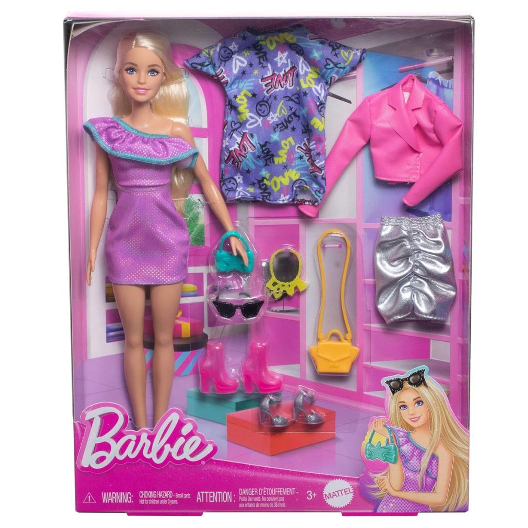 Barbie Fashionista Doll with 3 Nighttime Fashions By Mattel