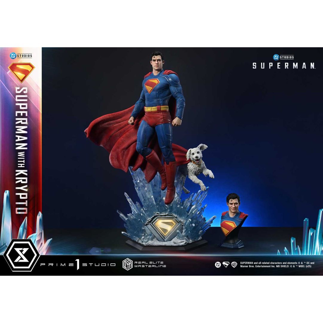 Superman (2025 Film) Superman With Krypto Statue By Prime1 Studios -Prime 1 Studio - India - www.superherotoystore.com