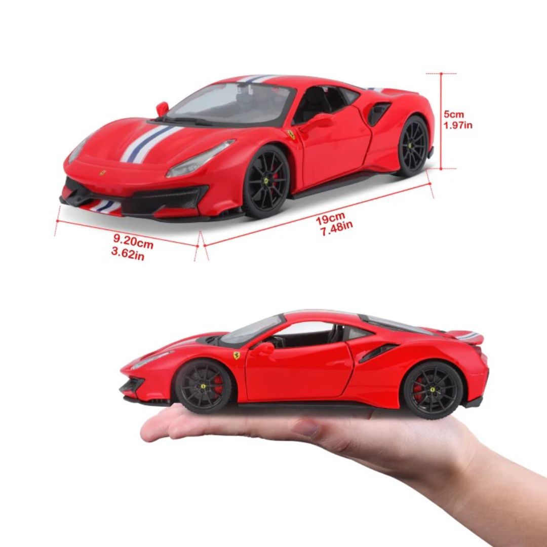 Rossa Ferrari 488 Pista 1:24 Scale Die-Cast Car By Bburago -Bburago - India - www.superherotoystore.com