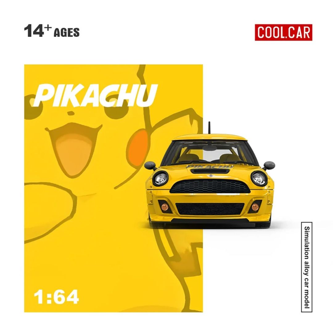 Mini Cooper Pikachu Painted (Yellow) 1:64 Scale Die-Cast Car By Cool Car