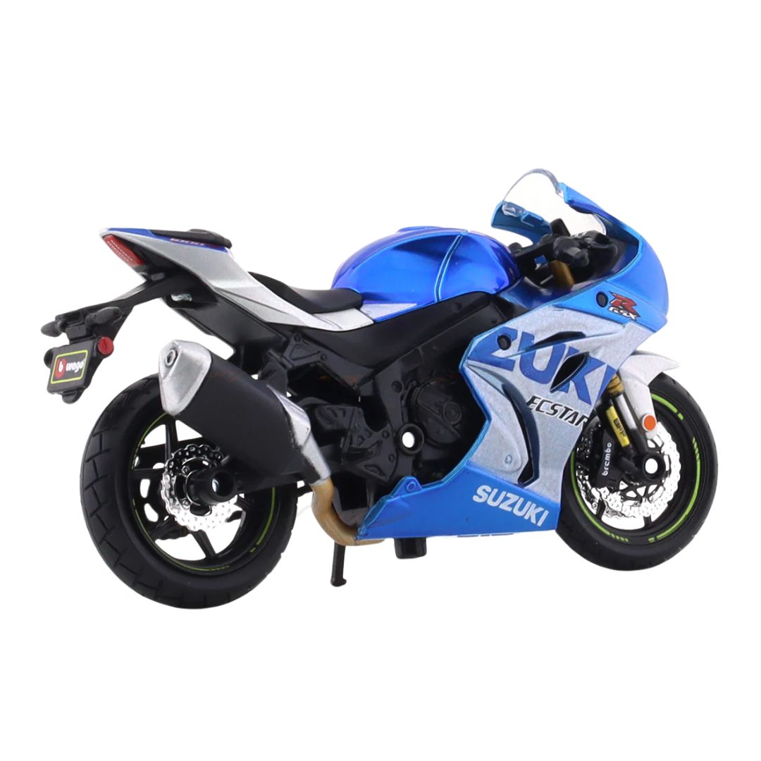 Blue SUZUKI GSXRIOOO R 2021 1:18 Scale Die-Cast Model Bike by Bburago -Bburago - India - www.superherotoystore.com
