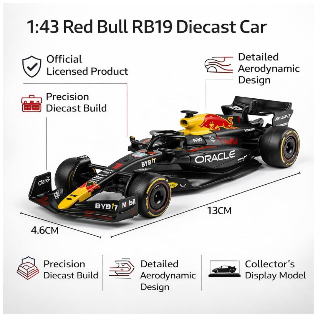 Redbull Rb 19 F1 1:43 Scale Diecast Car By Qy Toys