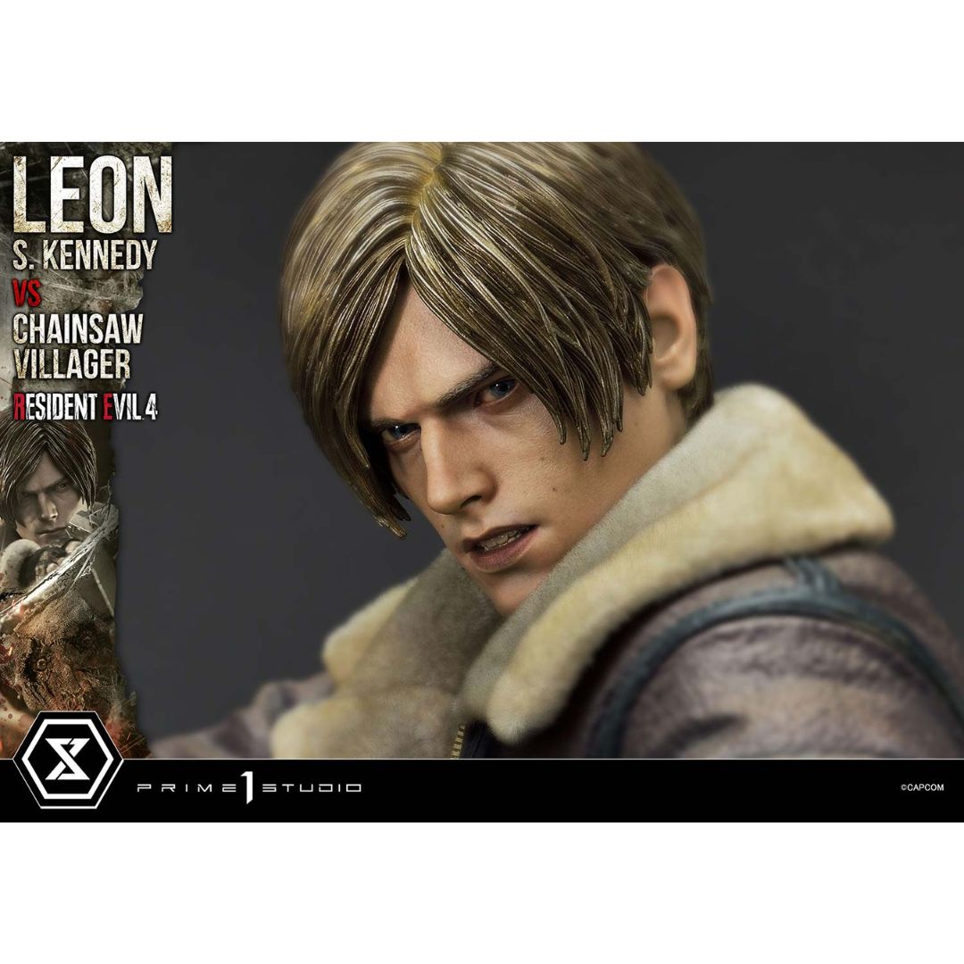Resident Evil 4 Leon S. Kennedy Versus Chainsaw Villager Statue By Prime1 Studios -Prime 1 Studio - India - www.superherotoystore.com