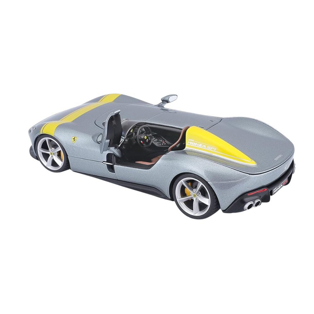 Silver Ferrari Monza SP1 1:24 Scale Die-Cast Car By Bburago -Bburago - India - www.superherotoystore.com