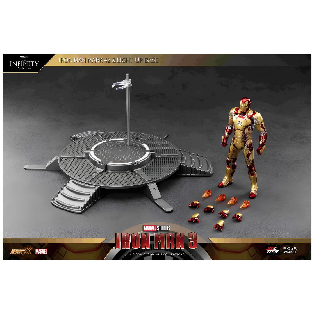 Iron Man Mk42 & Light Up Base Set By Zd Toys