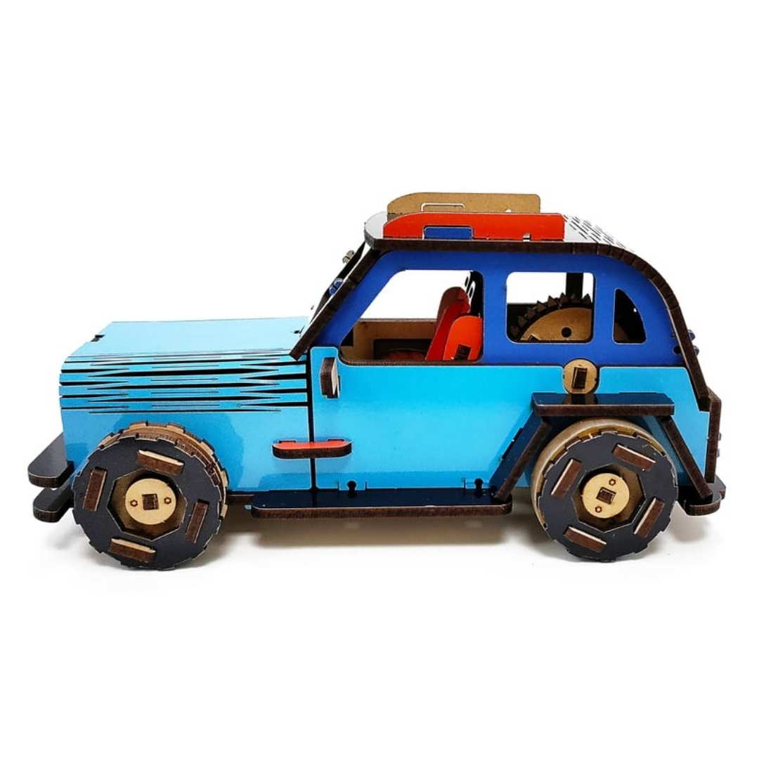 Jeep Car (Blue) DIY Mechanical Model -Funvention - India - www.superherotoystore.com