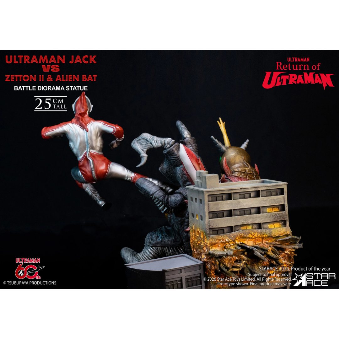 Ultraman Jack Vs Zetton Ii & Alien Bat Battle Scene Diorama Statue By Star Ace Toys