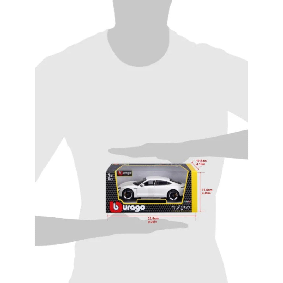 White Porsche Taycan Turbo S 1:24 Scale Die-Cast Car by Bburago -Bburago - India - www.superherotoystore.com