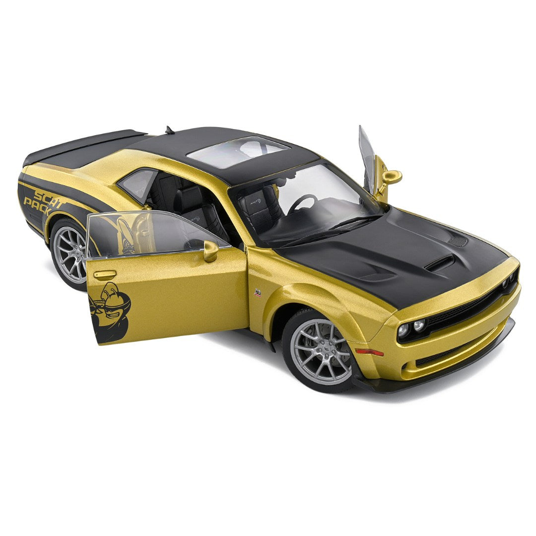 Gold 2020 Dodge Challenger R/T Scat Pack Widebody Goldrush 1:18 Scale die-cast car by Solido -Solido - India - www.superherotoystore.com