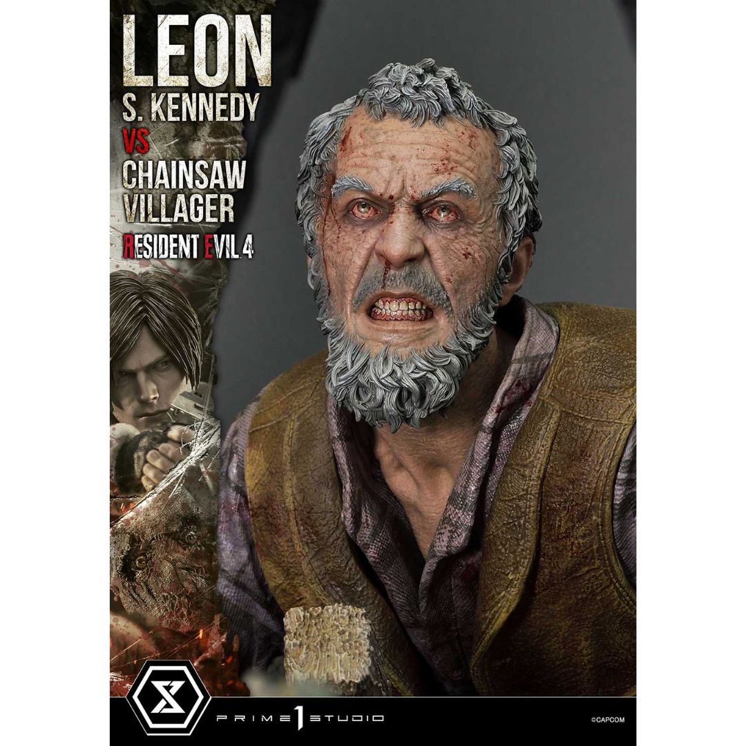 Resident Evil 4 Leon S. Kennedy Versus Chainsaw Villager Statue By Prime1 Studios -Prime 1 Studio - India - www.superherotoystore.com