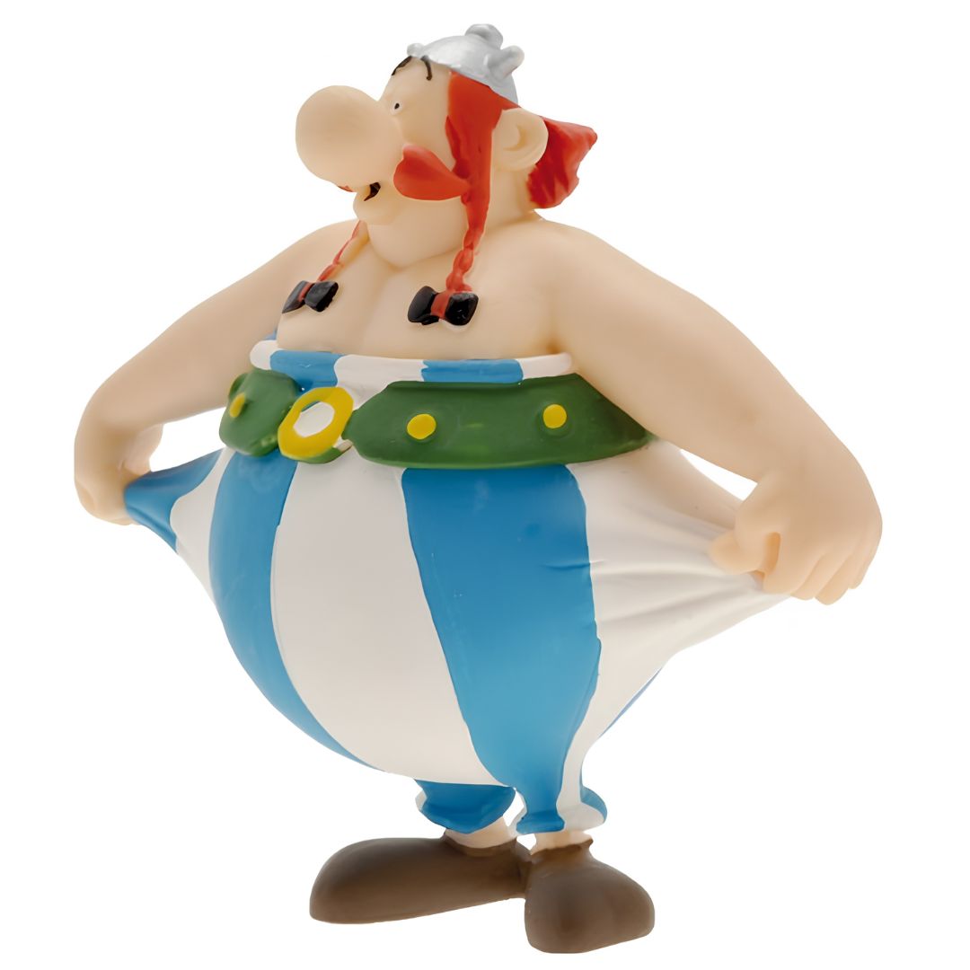Asterix Pvc Figurine - Obelix Holding Trousers Statue By Plastoy