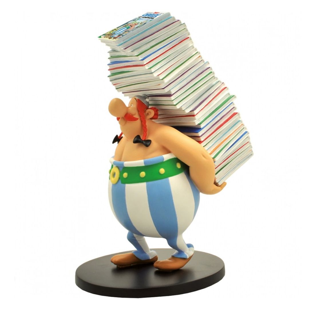 Resin Figurine Obelix Pile Of Albums Statue By Plastoy
