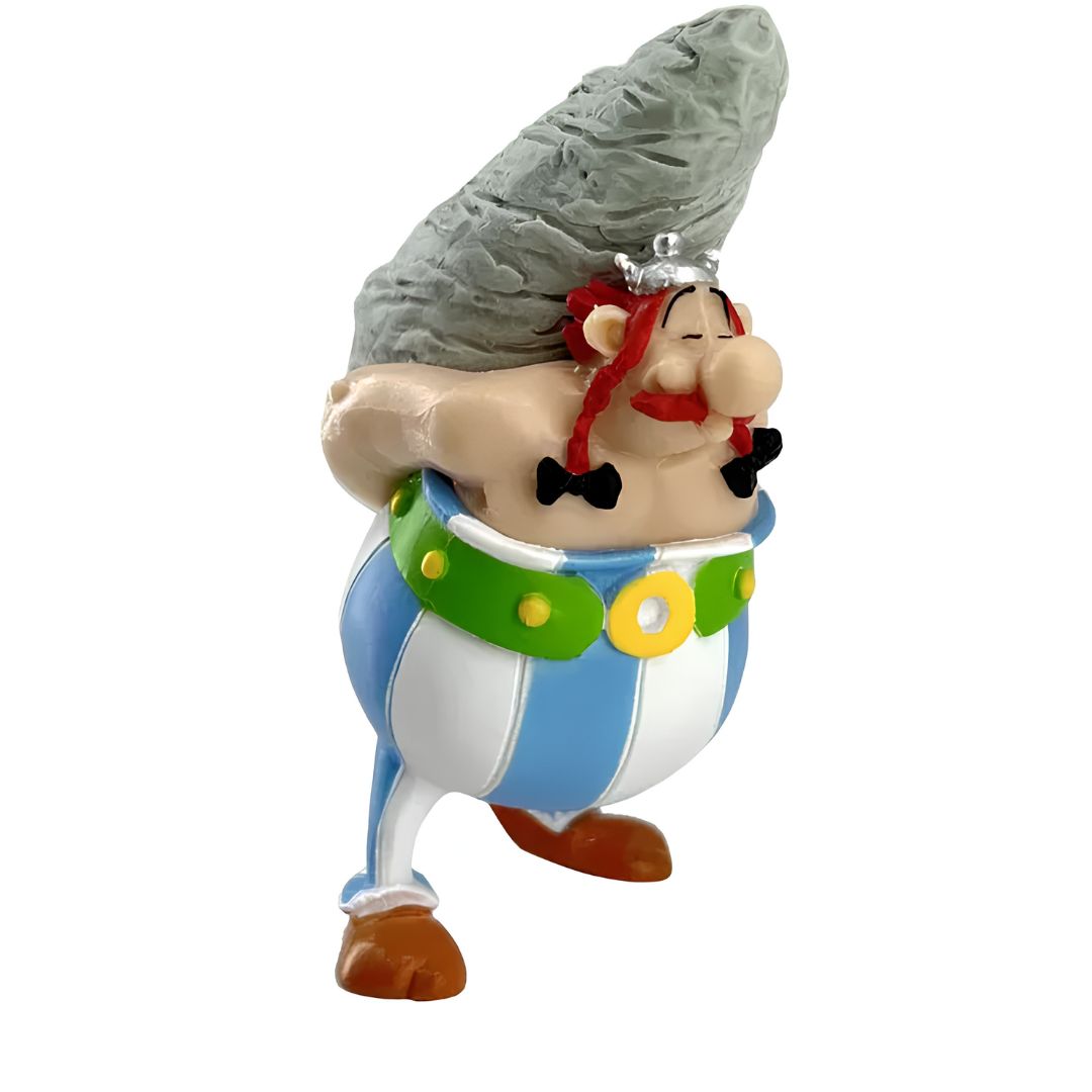 Asterix Pvc Figurine - Obelix Holding Menhir Statue By Plastoy