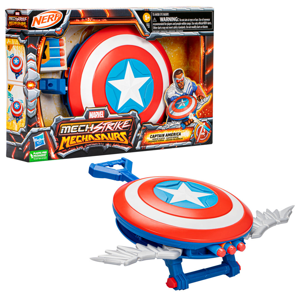 NERF Marvel Mech Strike Mechasaurs Captain America Redwing Blaster by Hasbro -Hasbro - India - www.superherotoystore.com