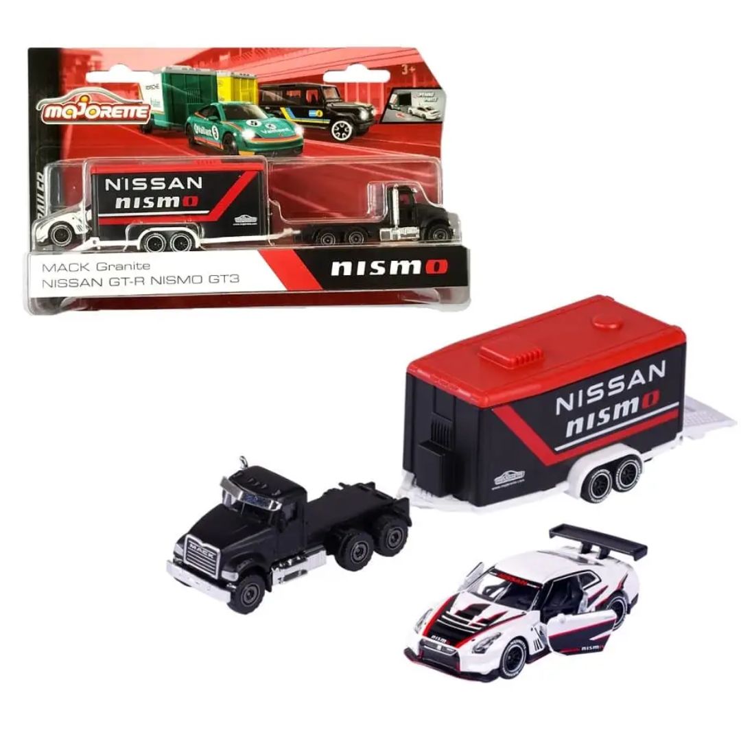 Mack Granite &amp; Nissan GT-R Nismo GT3 Die-Cast SET By Majorette -Majorette - India - www.superherotoystore.com
