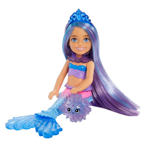 Barbie Mermaid Power™ Chelsea™ Mermaid Doll (Blue & Purple Hair) with 2 Pets, Treasure Chest & Accessories by Mattel -Mattel - India - www.superherotoystore.com