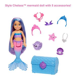 Barbie Mermaid Power™ Chelsea™ Mermaid Doll (Blue & Purple Hair) with 2 Pets, Treasure Chest & Accessories by Mattel -Mattel - India - www.superherotoystore.com