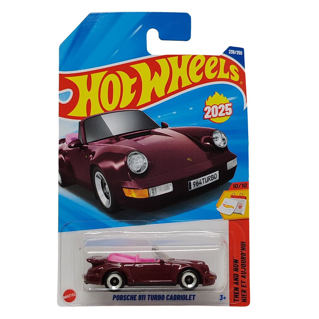Then And Now Maroon Porsche 911 Turbo Cabriolet 1:64 Scale Die-Cast Car by Hot Wheels -Hot Wheels - India - www.superherotoystore.com