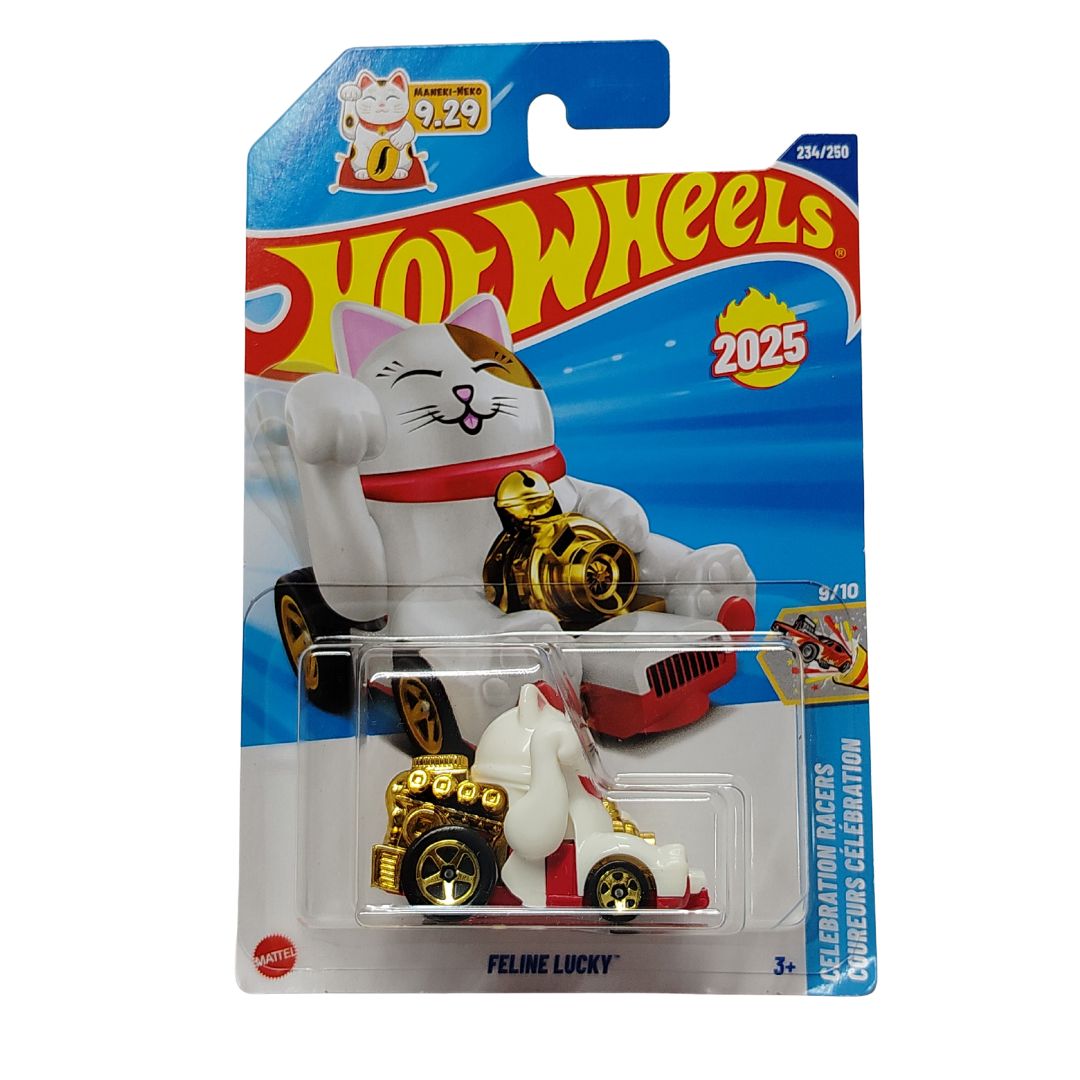 Celebration Racers White Feline Lucky 1:64 Scale Die-Cast Car by Hot Wheels -Hot Wheels - India - www.superherotoystore.com