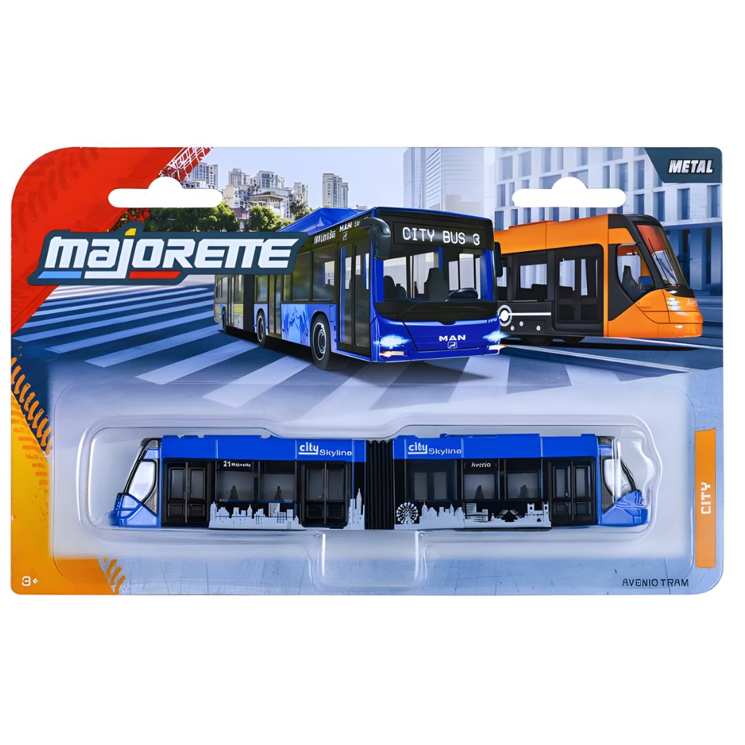City Blue AVENIO TRAM 1:64 Scale By Majorette