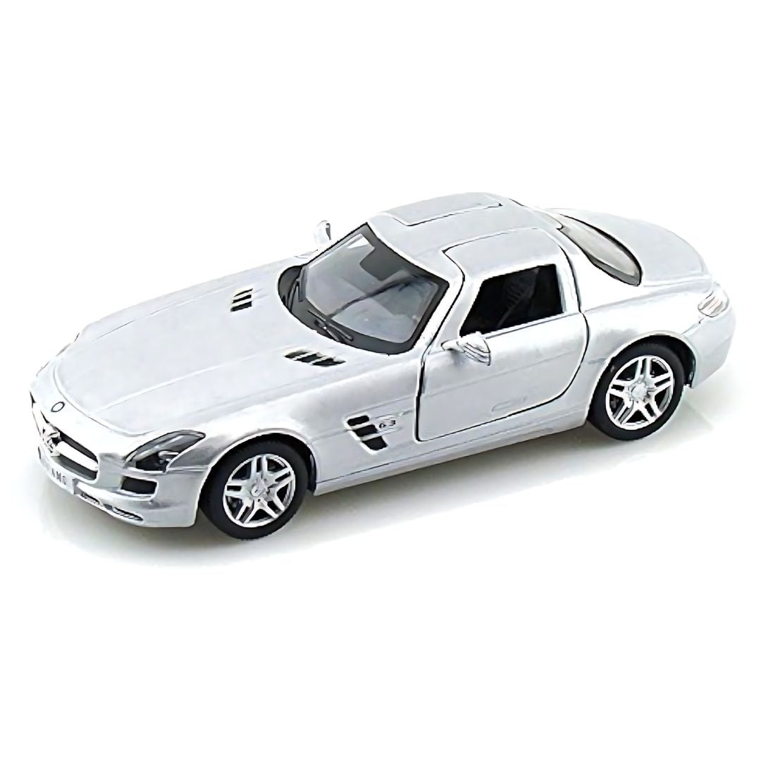 Silver Mercedes Benz SLS AMG 1:36 Scale Die-Cast Car By Kinsmart -Kinsmart - India - www.superherotoystore.com