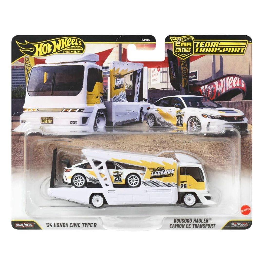 Team Transport 24 Honda Civic Type R + Kousoku Hauler 1:64 Scale Die-Cast Car By Hot Wheels