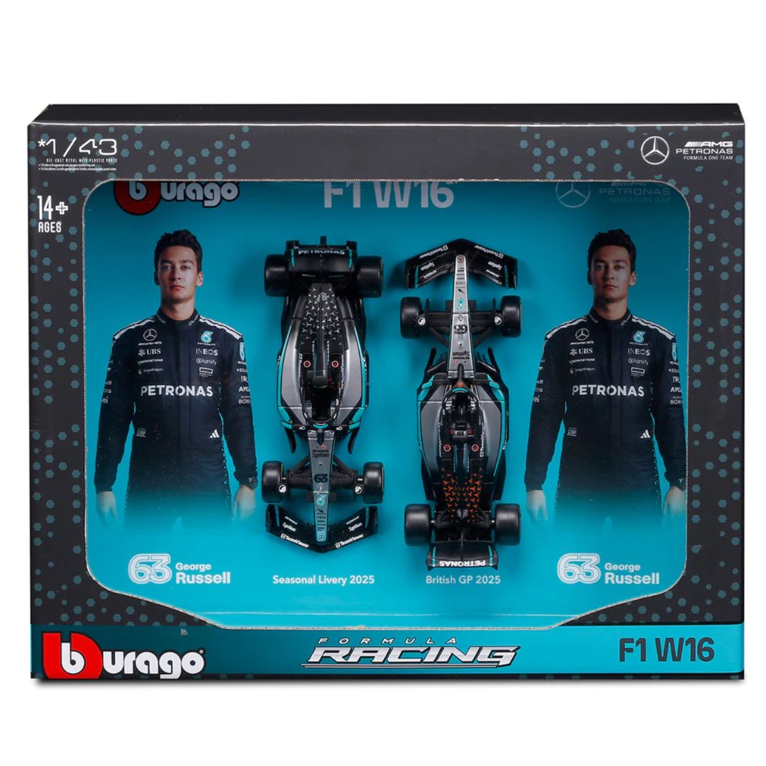 F1 Mercedes AMG W16 E Performance 2PK 1:43 Scale Die-Cast Set By Bburago