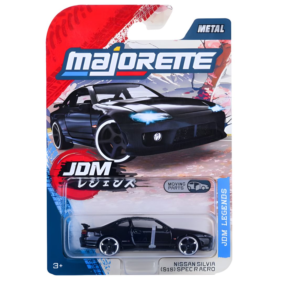 JDM Legends Premium Series - Black Nissan Silvia (S15) Spec R Aero 1:64 Scale Die-Cast Car By Majorette -Majorette - India - www.superherotoystore.com