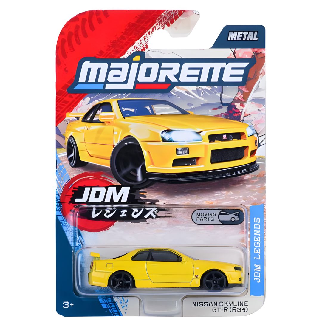 JDM Legends Premium Series - Yellow Nissan Skyline GT-R (R34) 1:64 Scale Die-Cast Car By Majorette -Majorette - India - www.superherotoystore.com