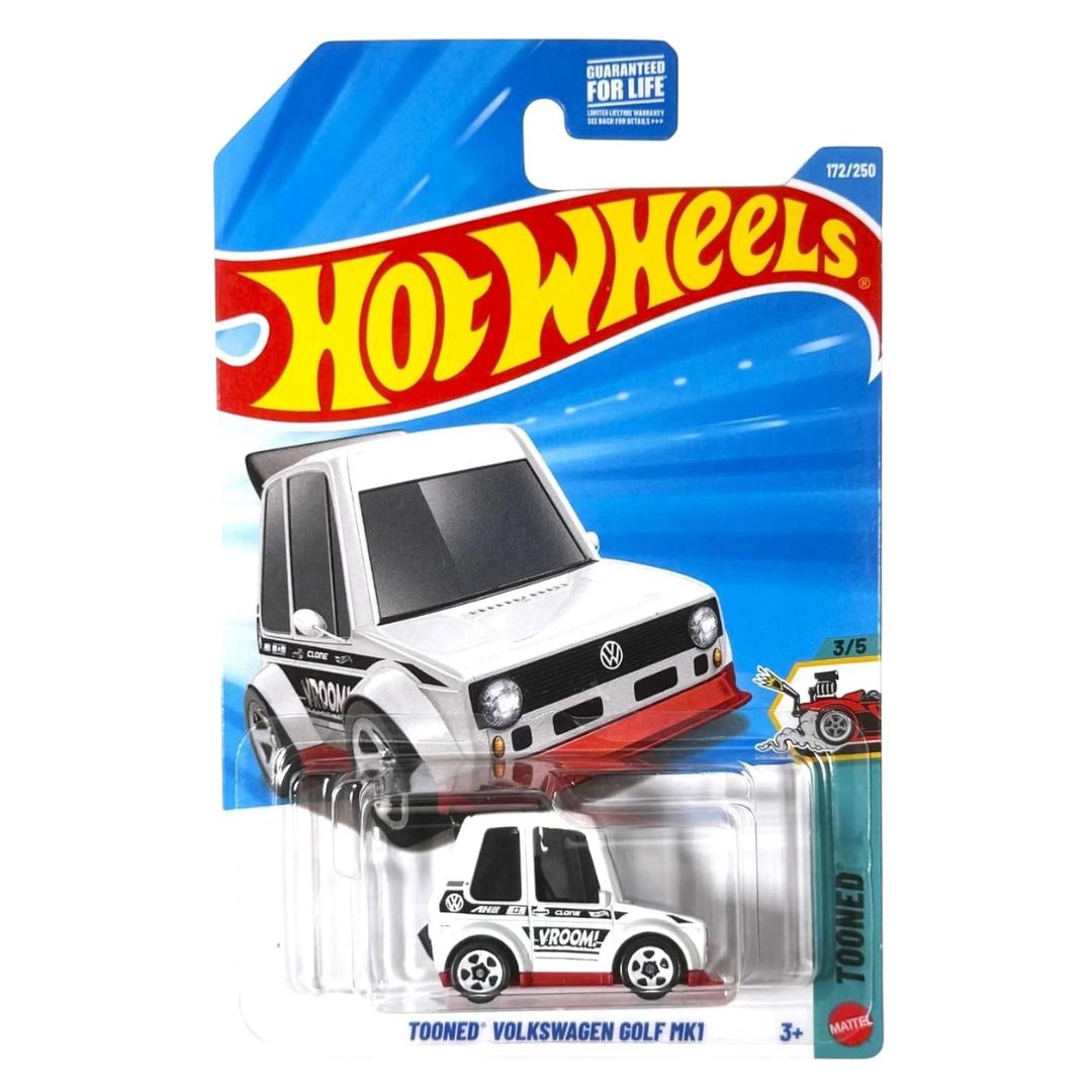 White Tooned Volkswagen Golf MK1 (172/250) 1:64 Scale Die-Cast Car By Hot Wheels -Hot Wheels - India - www.superherotoystore.com