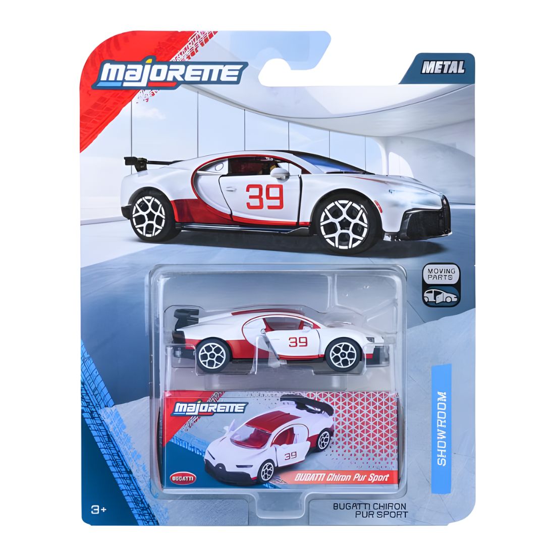 Showroom Deluxe White Bugatti CHIRon Pur Sport 1:64 Scale Die-Cast Car By Majorette -Majorette - India - www.superherotoystore.com