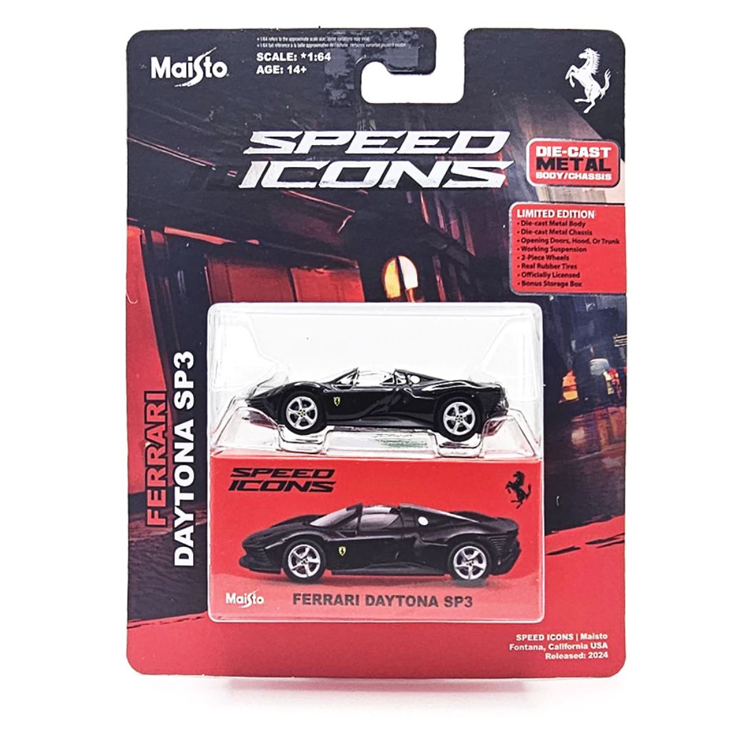 Black Speed Icon: Ferrari Daytona 1:64 Scale Die-Cast Car By Maisto