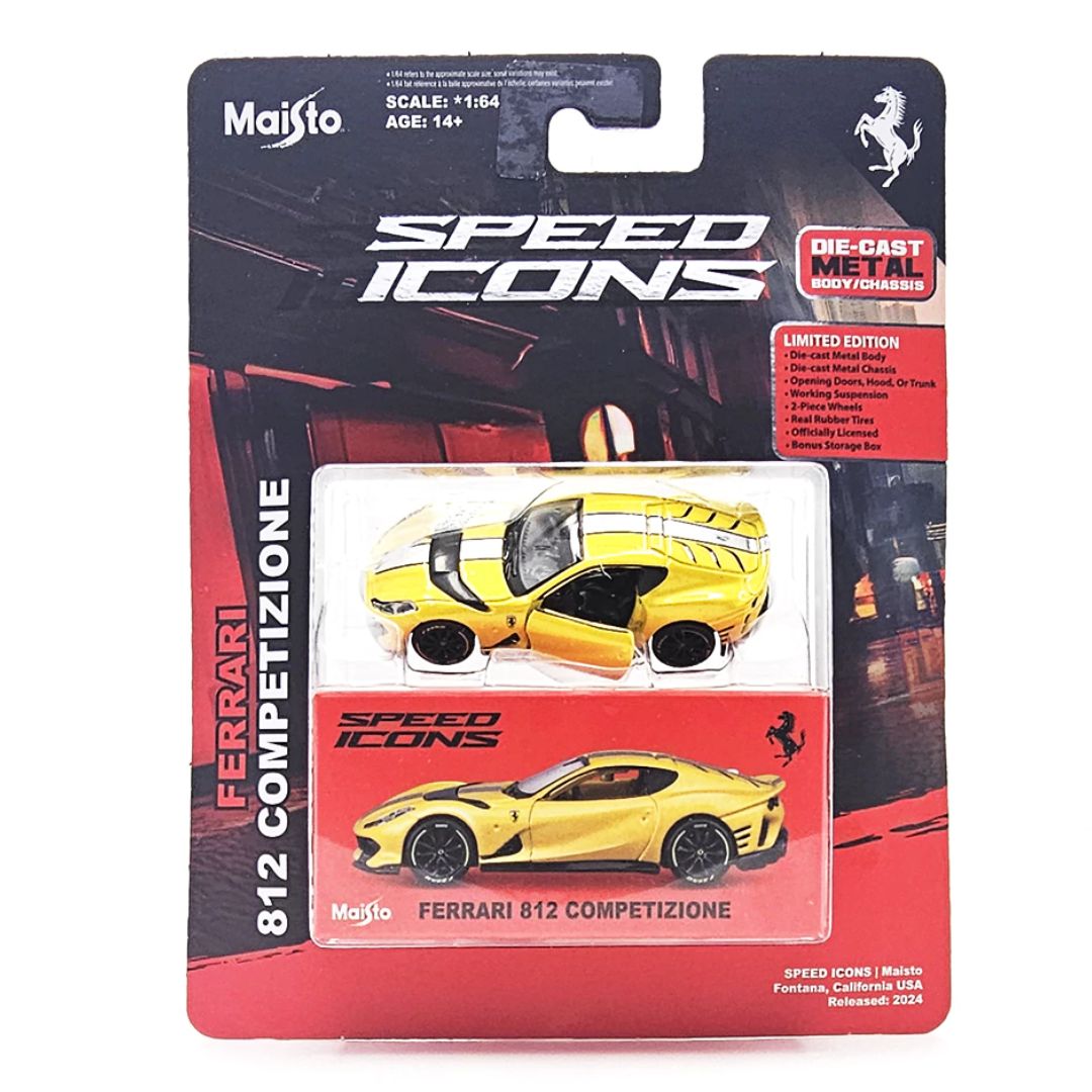 Yellow Speed Icons: Ferrari 812 Competizione 1:64 Scale Die-Cast Car By Maisto -Maisto - India - www.superherotoystore.com