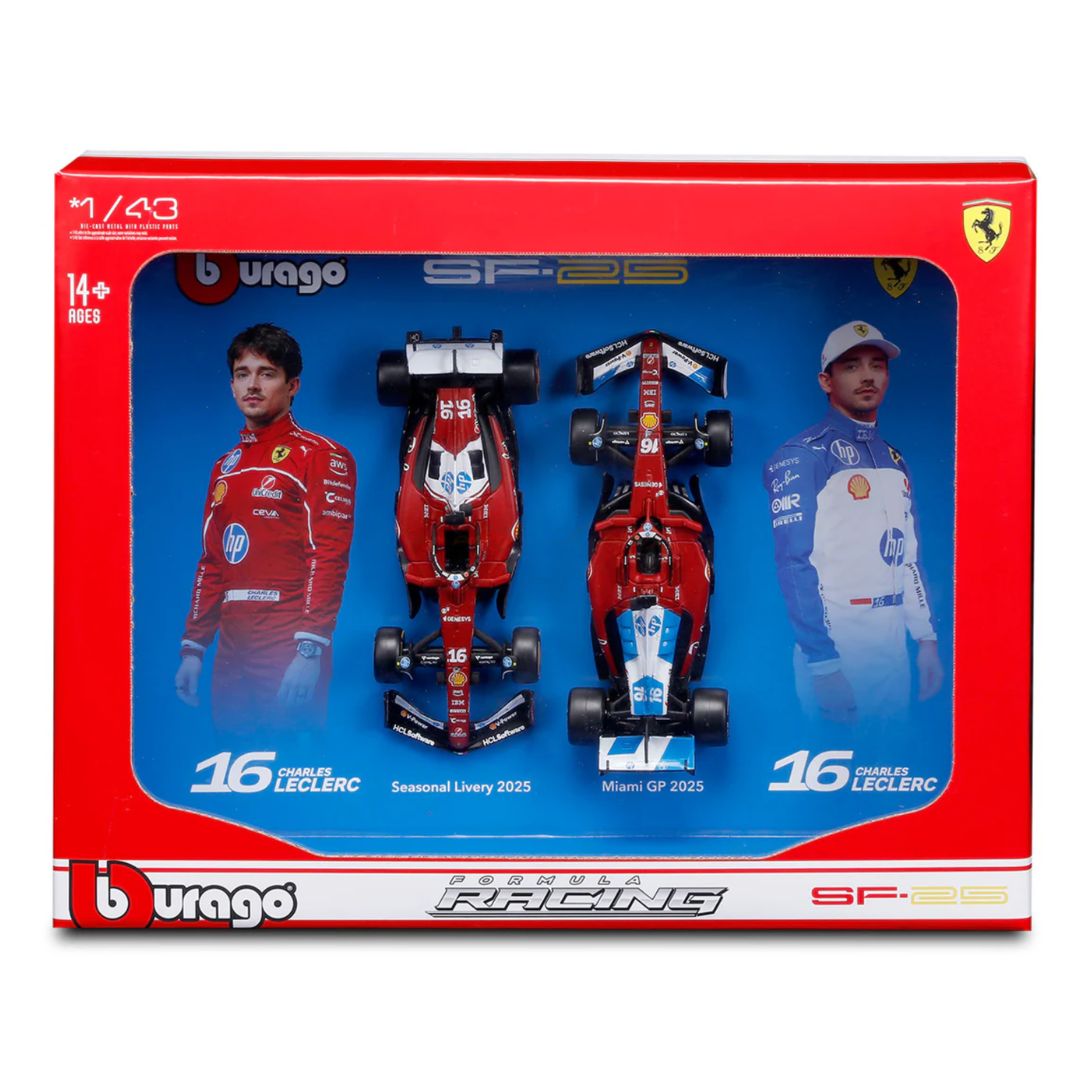 F1 Ferrari SF-25 2PK 1:43 Scale Die-Cast Set By Bburago