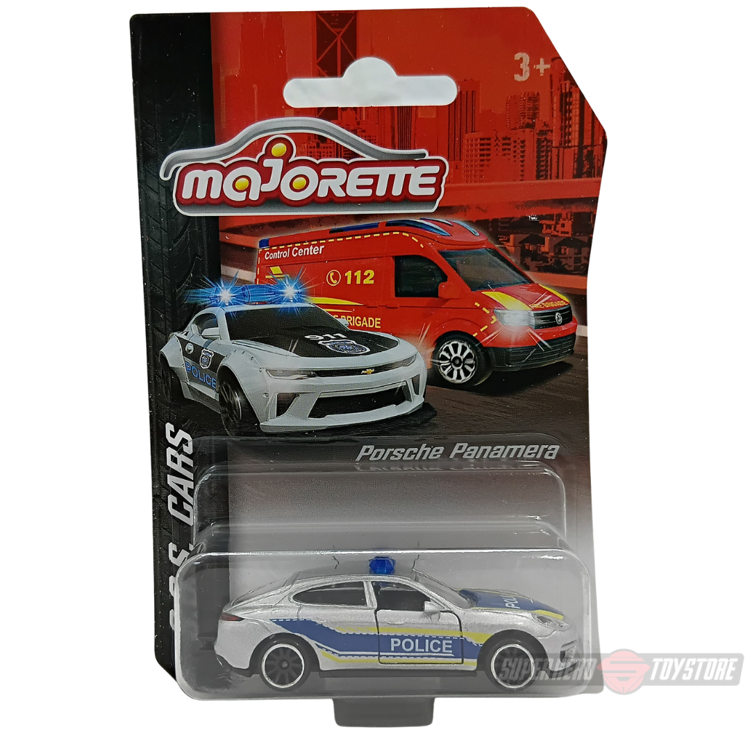 SILVER POLICE PORSCHER PANAMERA 1:64 Scale Die-Cast Car By Majorette -Majorette - India - www.superherotoystore.com