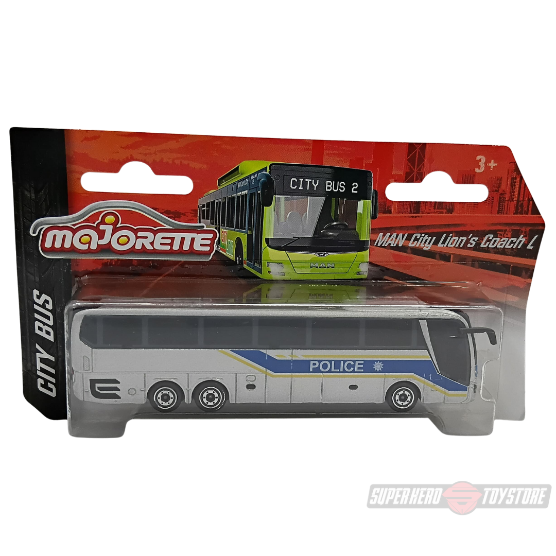 SILVER POLICE MAN CITY LIONS COACH LDie-Cast Bus by Majorette -Majorette - India - www.superherotoystore.com