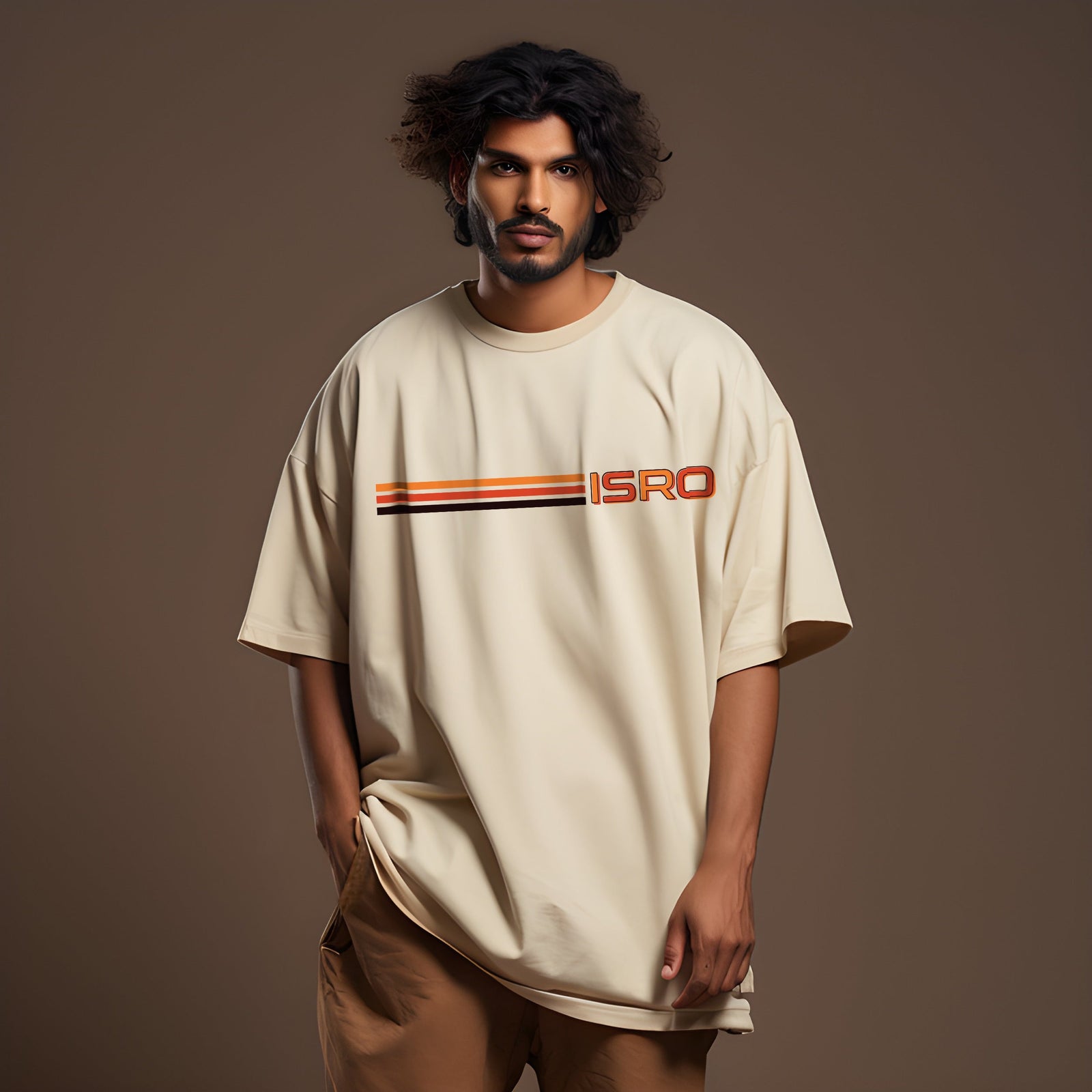 ISRO Aditya L1 Oversized Cream T-Shirt -A47 - India - www.superherotoystore.com