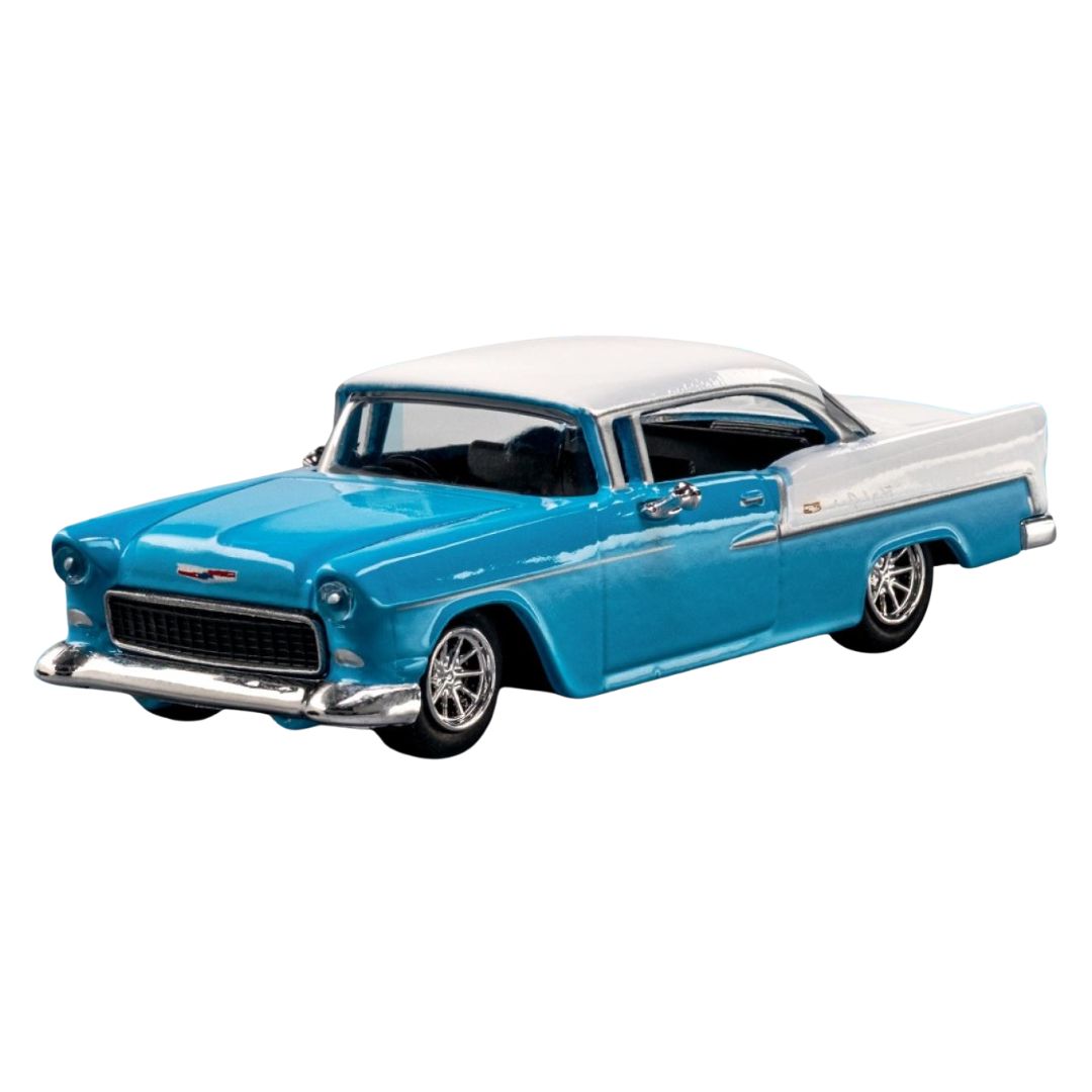Collection Blue White 1955 Chevrolet Bel Air 1:64 Scale Die-Cast Car By Majorette By Majorette