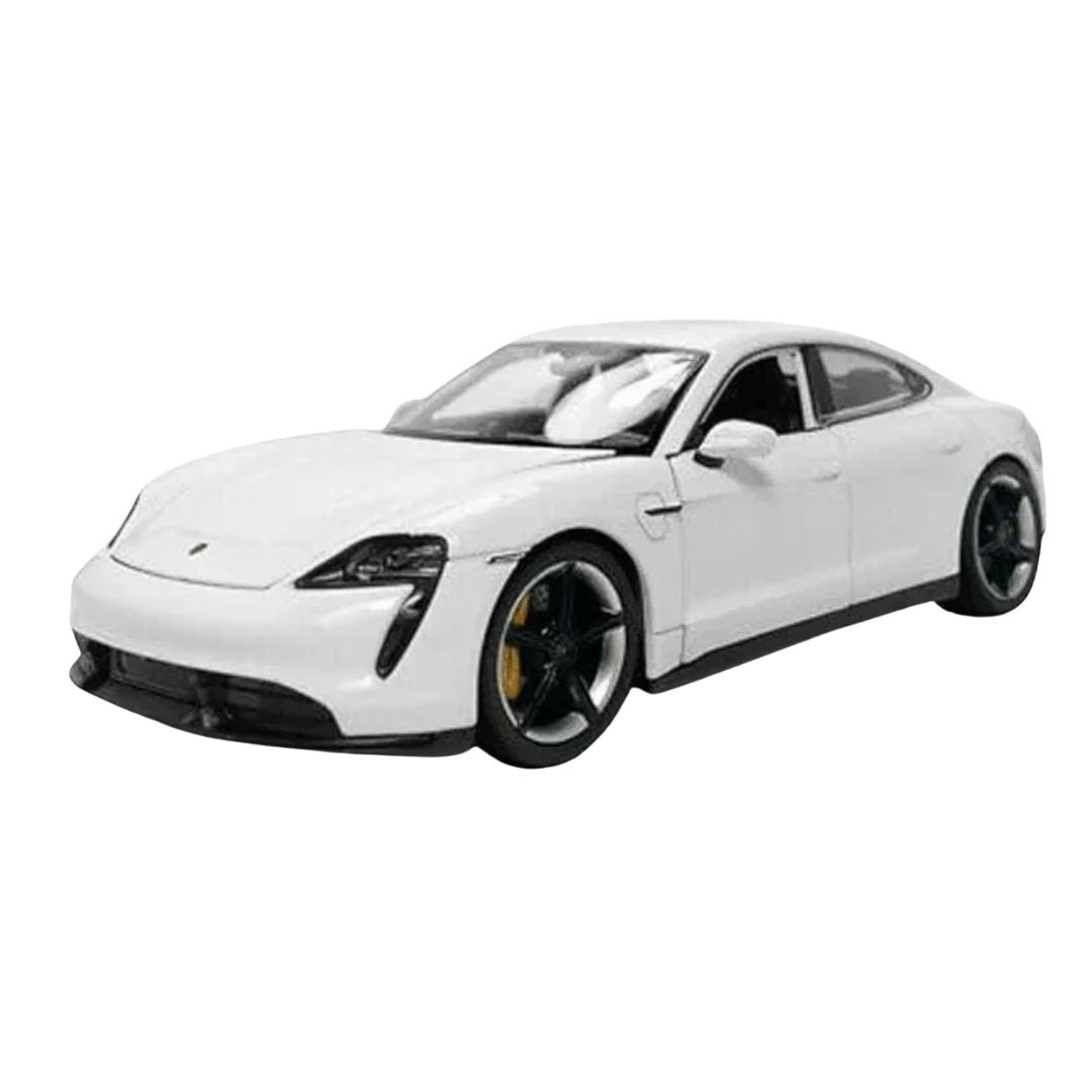White Porsche Taycan Turbo S 1:24 Scale Die-Cast Car By Welly -Welly - India - www.superherotoystore.com