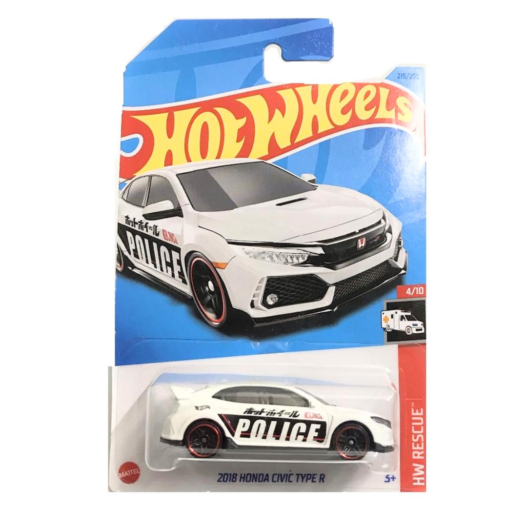 HW Rescue White 2018 Honda Civic Type R (215/250) 1:64 Scale Die-Cast Car by Hot Wheels